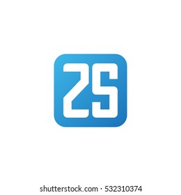 Initial letters ZS rounded square shape blue simple logo