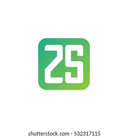 Initial letters ZS rounded square shape green simple logo