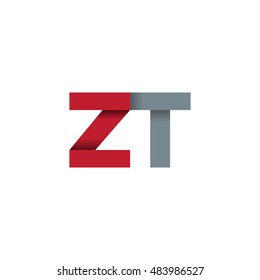 Initial letters ZT overlapping fold logo red gray