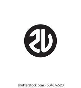 Initial letters ZU circle shape monogram black simple logo