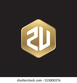Initial letters ZU rounded hexagon shape gold modern logo