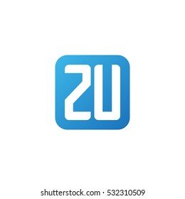 Initial letters ZU rounded square shape blue simple logo