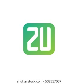 Initial letters ZU rounded square shape green simple logo