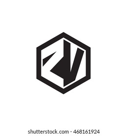Initial letters ZV negative space hexagon shape monogram logo