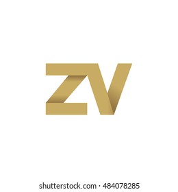 Initial letters ZV overlapping fold logo brown gold