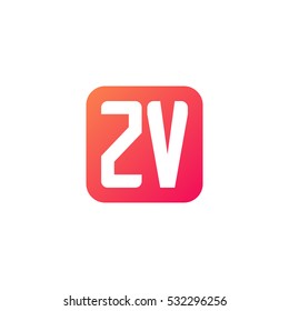 Initial letters ZV rounded square shape red orange simple logo