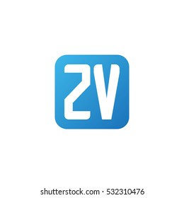 Initial letters ZV rounded square shape blue simple logo