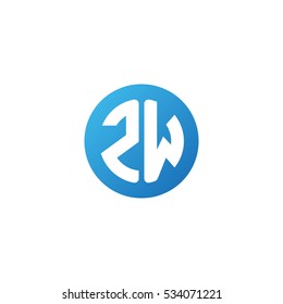 Initial letters ZW circle shape blue simple logo