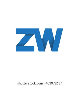 Initial letters ZW overlapping fold logo blue
