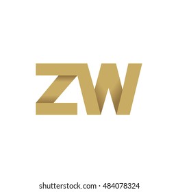 Initial letters ZW overlapping fold logo brown gold