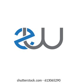 Initial letters zw, round overlapping lowercase logo modern design blue gray