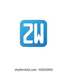 Initial letters ZW rounded square shape blue simple logo