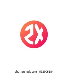 Initial letters ZX circle shape red orange simple logo