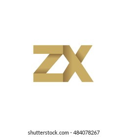 Initial letters ZX overlapping fold logo brown gold