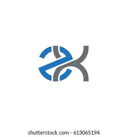 Initial letters zx, round overlapping lowercase logo modern design blue gray