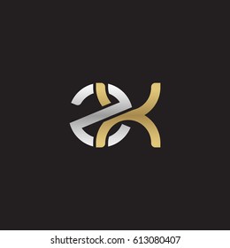Initial letters zx, round overlapping chain shape lowercase logo modern design silver gold