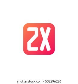 Initial letters ZX rounded square shape red orange simple logo
