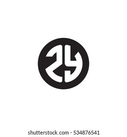 Initial letters ZY circle shape monogram black simple logo