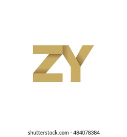 Initial letters ZY overlapping fold logo brown gold