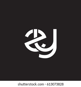 Initial letters zy, round overlapping lowercase logo modern design white black background