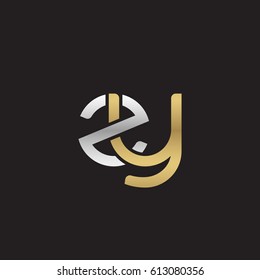 Initial letters zy, round overlapping chain shape lowercase logo modern design silver gold