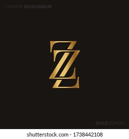 Initial letters zz linked monogram logo vector. Business logo monogram with two overlap letters inside circle isolated on white background.