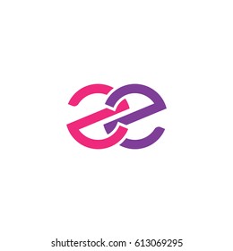 Initial letters zz, round overlapping lowercase logo modern design pink purple