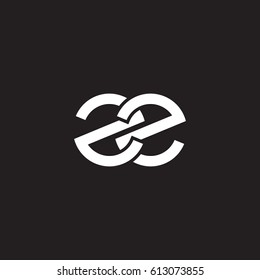Initial letters zz, round overlapping lowercase logo modern design white black background