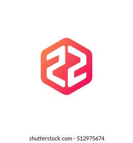 Initial letters ZZ rounded hexagon shape red orange simple modern logo