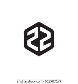 Initial letters ZZ rounded hexagon shape monogram black simple modern logo