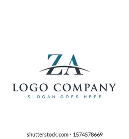 Initial letterZA , overlapping movement swoosh horizon logo company design inspiration in blue and gray color vector	