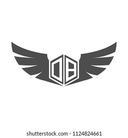 Initial lettter db logo design with wings