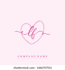 Initial LF beauty handwriting logo template vector