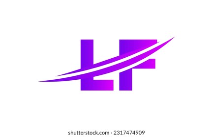 Logo de la carta LF inicial con plantilla de vectores gráficos de diseño Swoosh para identidad de empresa y empresa.