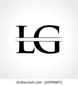 Initial LG letter Logo Design vector Template. Abstract Black Letter LG logo Design