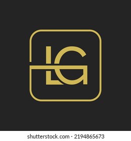 Diseño inicial del logotipo del icono de forma cuadrado de las letras LG.