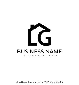 Initial lg real estate logo design vector. letter LG with home element. initial L G Real Estate concept.