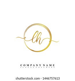 Initial LH beauty handwriting logo template vector