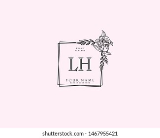 Initial LH beauty monogram and elegant logo design, handwriting logo of initial signature, wedding, fashion, floral and botanical with creative template.