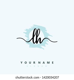 Initial LH handwriting logo template vector