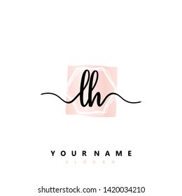 Initial LH handwriting logo template vector