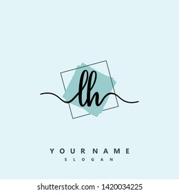 Initial LH handwriting logo template vector