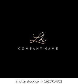 initial Lh letter signature calligraphy vector design template 