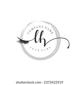Initial LH monogram eye and eyelash handwriting