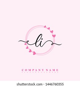 Initial LI beauty handwriting logo template vector