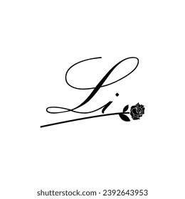 Initial LI handwriting flower typography ornament modern