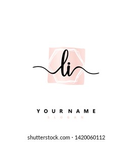 Initial LI handwriting logo template vector