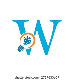 Initial Light Bulb Graduation Logo combine with letter W vector template