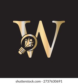 Initial Light Bulb Graduation Logo combine with letter W vector template