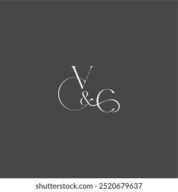 initial with line VC monogram wedding logo concept letter luxury curvy style